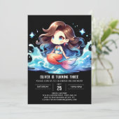 Watercolor Gelukkige Zeemeermin Verjaardag Kaart (Staand voorkant)