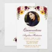 Watercolor gemengde bloemen Quinceanera ronde lijs Kaart (Voorkant / Achterkant)