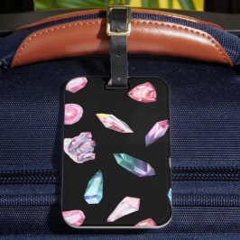 Watercolor Geodes en Kristallen Patroon Bagagelabel