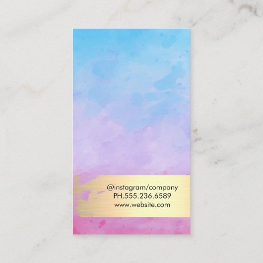 Watercolor Geometrische Achtergrond | Goud Geborst Visitekaartje (Achterkant)