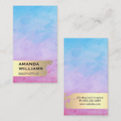 Watercolor Geometrische Achtergrond | Goud Geborst Visitekaartje (Voorkant / Achterkant)