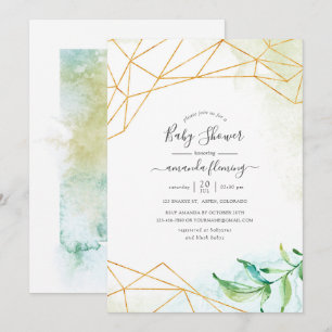 Watercolor Geometrische Baby Shower Kaart