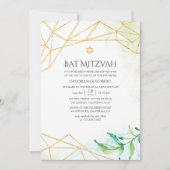 Watercolor Geometrische Bat Mitzvah Kaart (Voorkant)