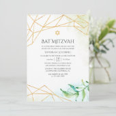 Watercolor Geometrische Bat Mitzvah Kaart (Staand voorkant)