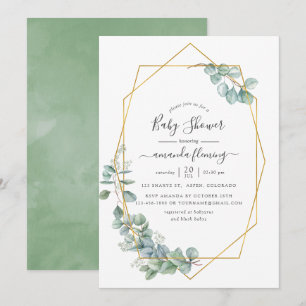 Watercolor Geometrische Eucalyptus Baby Shower Kaart