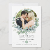 Watercolor Geometrische Eucalyptus Bruiloft Save The Date (Voorkant)