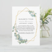 Watercolor Geometrische Eucalyptus Ingekorte Gastl Aankondiging (Staand voorkant)