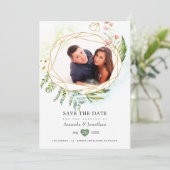 Watercolor Geometrische Kristal Groene Huwelijk Save The Date (Staand voorkant)