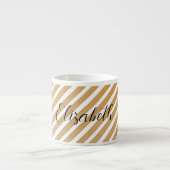 Watercolor Geometrische Strepen Patroon Monogram Espresso Kop (Voorkant)