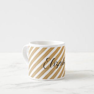 Watercolor Geometrische Strepen Patroon Monogram Espresso Kop