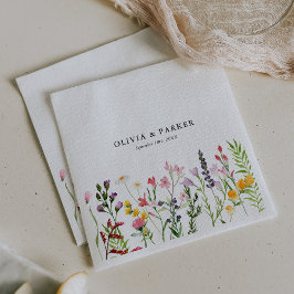 Watercolor Geperste Wilde Bloemen Bruiloft Servet
