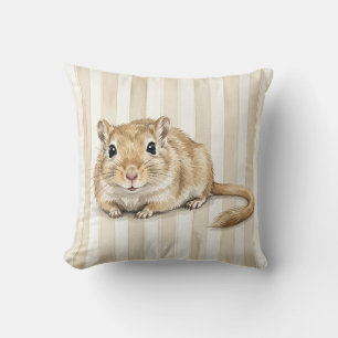 Watercolor Gerbil Huisdier Portret Decoratiekussen Kussen