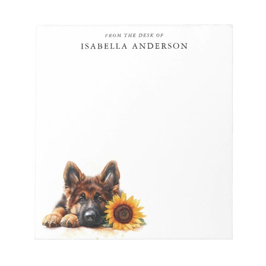 Watercolor German Shepherd Puppy From The Desk Of Notitieblok (Voorkant)