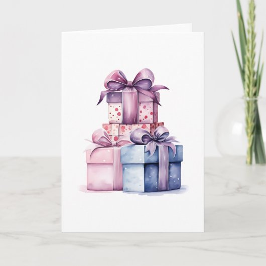 Watercolor geschenkdozen kaart (Voorkant)