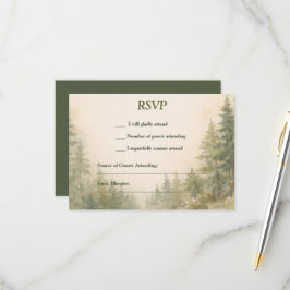 Watercolor Geschilderd Bos RSVP Kaartje