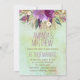 Watercolor Geschilderde Bloemen Bruiloft Kaart