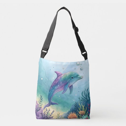 Watercolor geschilderde dolfijn crossbody tas (Voorkant)