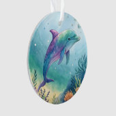 Watercolor geschilderde dolfijn ornament (voorkant)