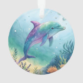 Watercolor geschilderde dolfijn ornament (achterkant)