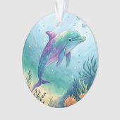 Watercolor geschilderde dolfijn ornament (voorkant)