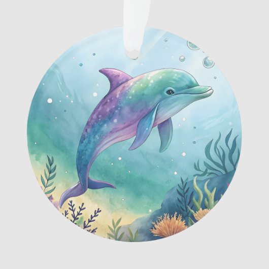 Watercolor geschilderde dolfijn ornament (voorkant)