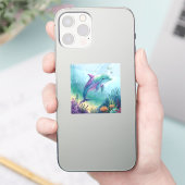 Watercolor geschilderde dolfijn sticker (Telefoon)