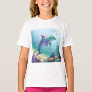 Watercolor geschilderde dolfijn t-shirt