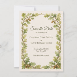 Watercolor geschilderde eiken lijst Save the Date