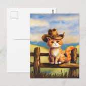 Watercolor geschilderde kat vader briefkaart (Voorkant / Achterkant)