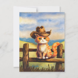 Watercolor geschilderde kat vader briefkaart