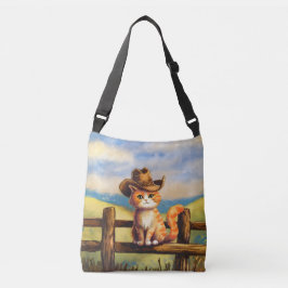 Watercolor geschilderde Kat Vader Crossbody Tas