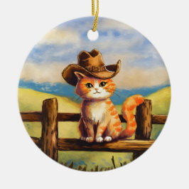 Watercolor geschilderde kat vader keramisch ornament