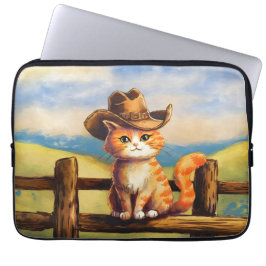 Watercolor geschilderde kat vader laptop sleeve