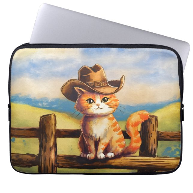 Watercolor geschilderde kat vader laptop sleeve (Voorkant)