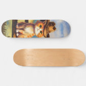 Watercolor geschilderde kat vader persoonlijk skateboard (Horizontaal)