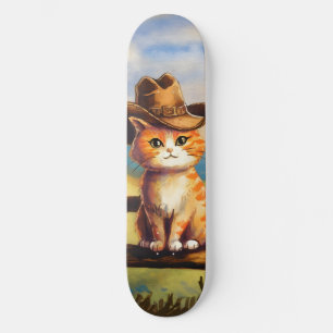 Watercolor geschilderde kat vader persoonlijk skateboard
