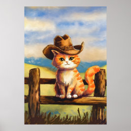 Watercolor geschilderde kat vader poster