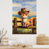 Watercolor geschilderde kat vader poster (Keuken)