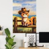 Watercolor geschilderde kat vader poster (Thuiskantoor)