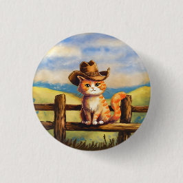 Watercolor geschilderde kat vader ronde button 3,2 cm