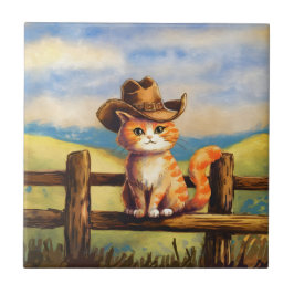 Watercolor geschilderde kat vader tegeltje