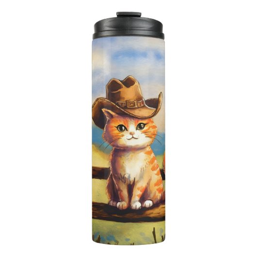 Watercolor geschilderde kat vader thermosbeker (Voorkant)