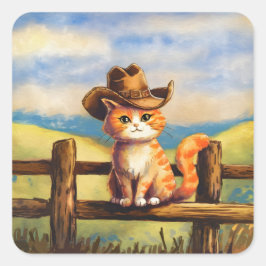 Watercolor geschilderde kat vader vierkante sticker