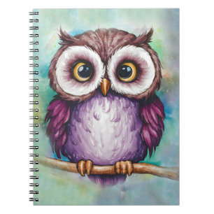 Watercolor geschilderde leuke uil notitieboek