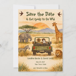 Watercolor geschilderde safari ga wild save the da date