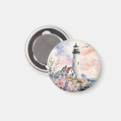 Watercolor geschilderde vuurtoren magneet (Voorkant / Achterkant)