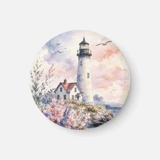 Watercolor geschilderde vuurtoren magneet (Voorkant)