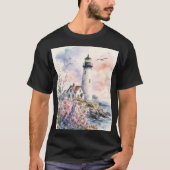Watercolor geschilderde vuurtoren t-shirt (Voorkant)