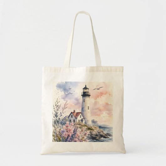 Watercolor geschilderde vuurtoren tote bag (Voorkant)