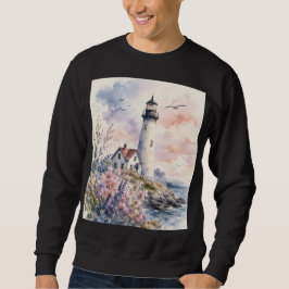 Watercolor geschilderde vuurtoren trui